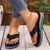 Fashion Women's Rainbow Color Platform Flip Flops Summer Thick Sole Lightweight Slip-On Wedges Sandals Girls Beach Thongs Slippers