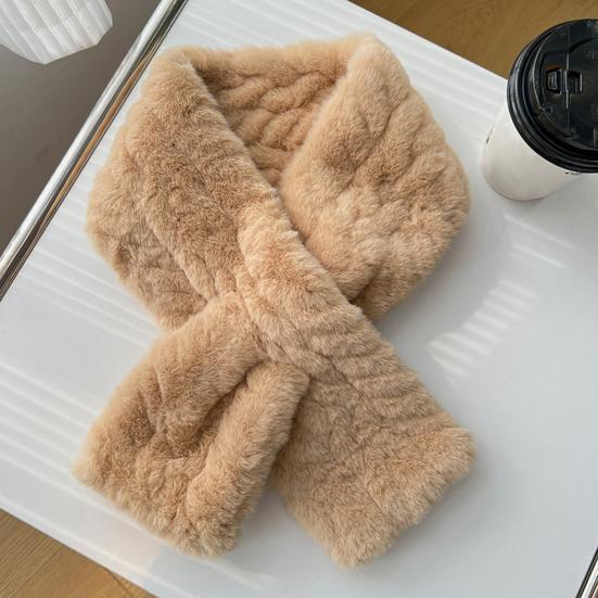 Winter Scarf Soft Imitation Rabbit Fur Solid Color Design Short Scarf Thickened Warm Plush Women Scarf Cold Weather Wear