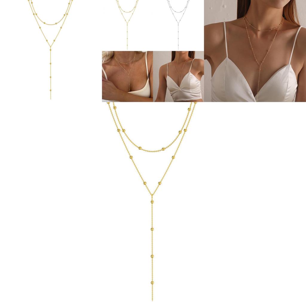 European Style Multilayer Gold Tone Necklace With Pendant For Women
