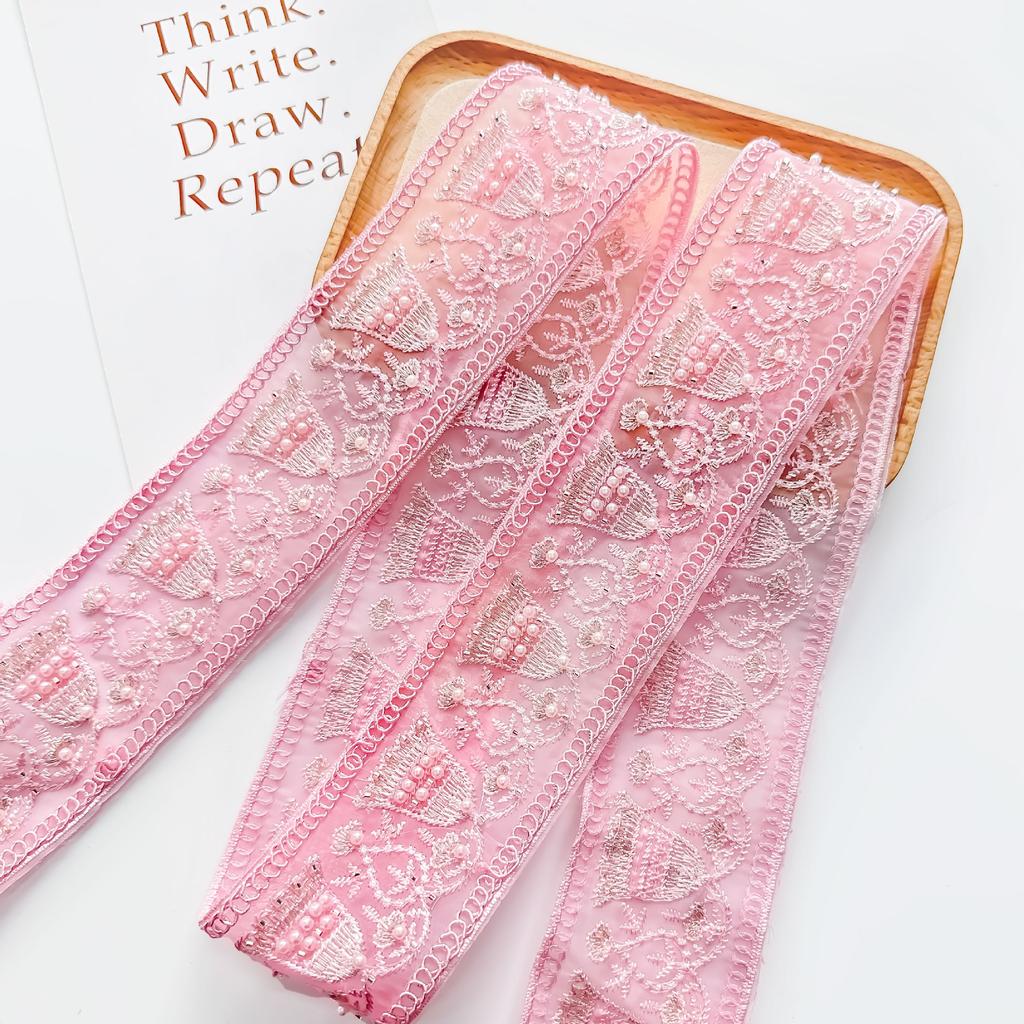 Эжен Ярн Однотонная Машинная Вышивка Бисером Штрих-код Оконные Аксессуары Аксессуары для Одежды Кружевные Аксессуары