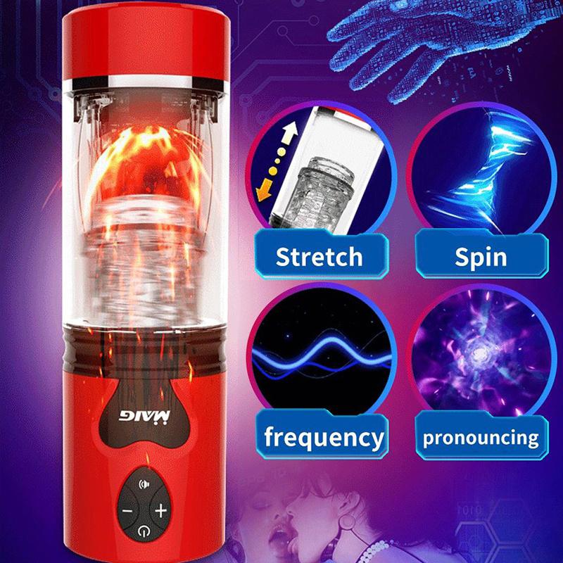 Мужской мастурбатор, автоматическое телескопическое вращение, настоящая вагина, чашка для голосовой мастурбации для мужчин, карманная киска, сильные секс-игрушки