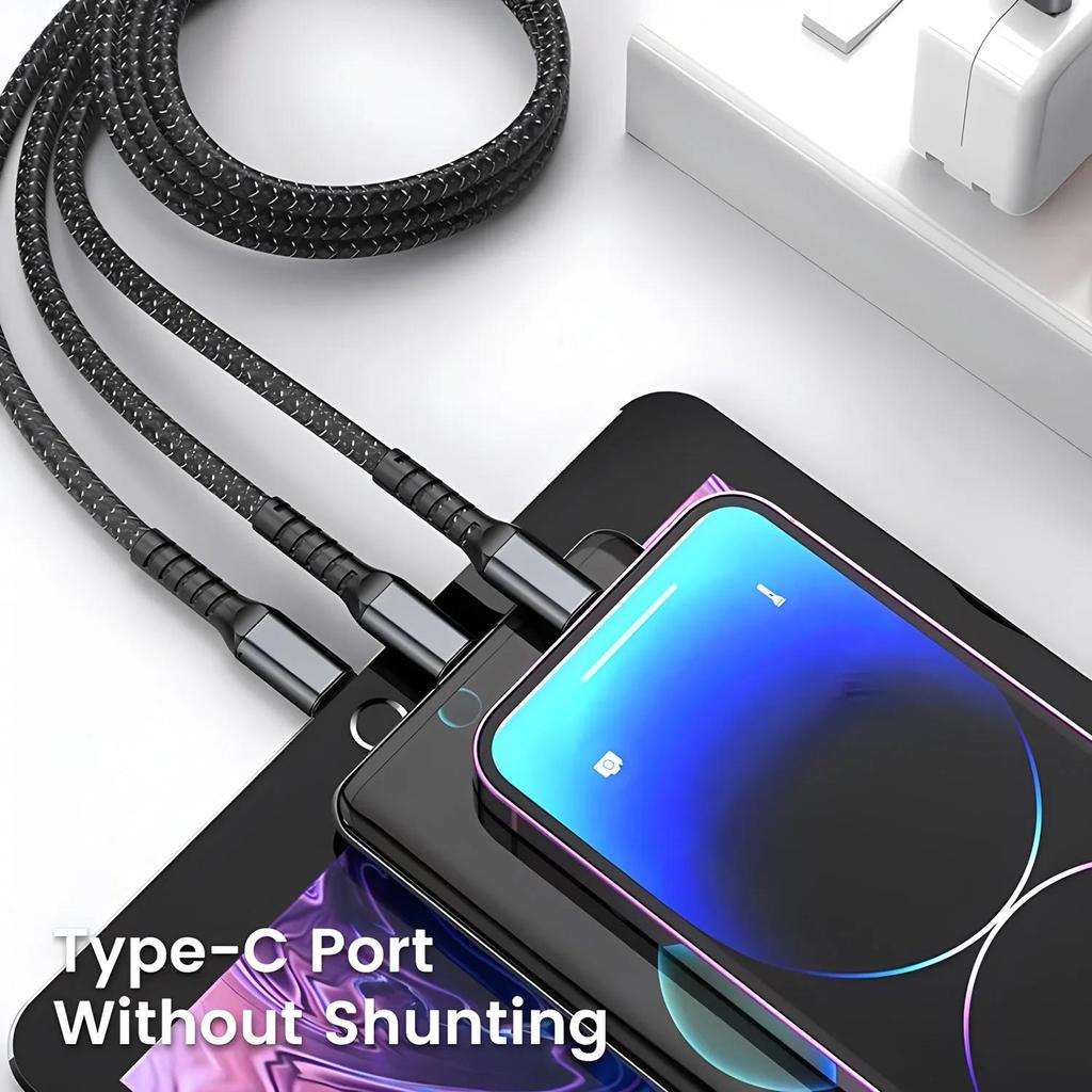 Transparent Luminous 3-in-1 Super Fast Charging Cable 3 In 1 Charging Cable Universal with Type-C Micro for iPhone15 14 13