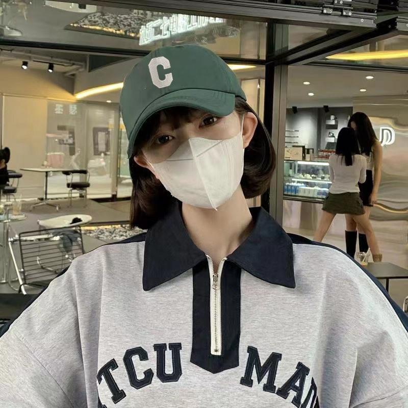 Вышивка Буква C Хлопковая Бейсболка Защита от Солнца Дышащая Модная Шляпа