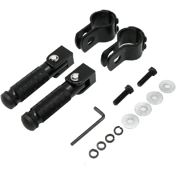 M8 Motorcycle Foot Rests Fit 1.22-1.29In Motorbike Brackets Foldable Foot Pegs Front Footpeg Rear Footpeg Anti-Skid Rearsets Folded Footrest 90
