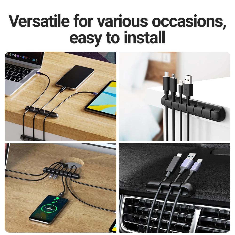Wholesale Clips Cable Holder for MouseHeadphone Wire Organizer Cable Organizer Silicone USB Cable Winder Desktop Tidy Management