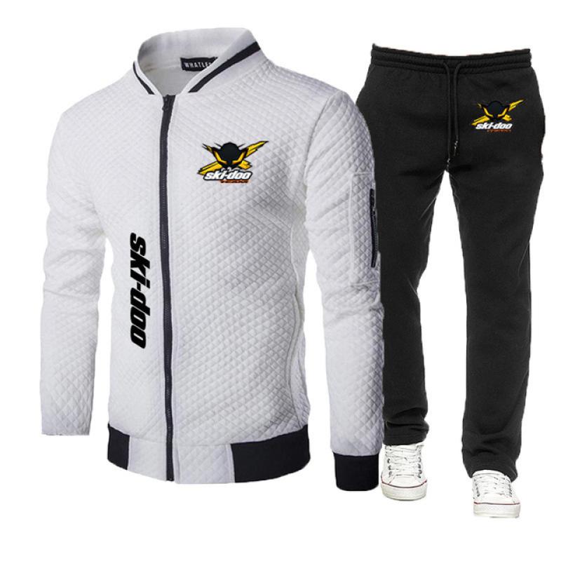 2023 New Spring Autumn Ski Doo Can-am Logo Print Slim-Fit Round Neck Zipper Jacket+Solid Color Sweatpants Comfortable Trendy Set