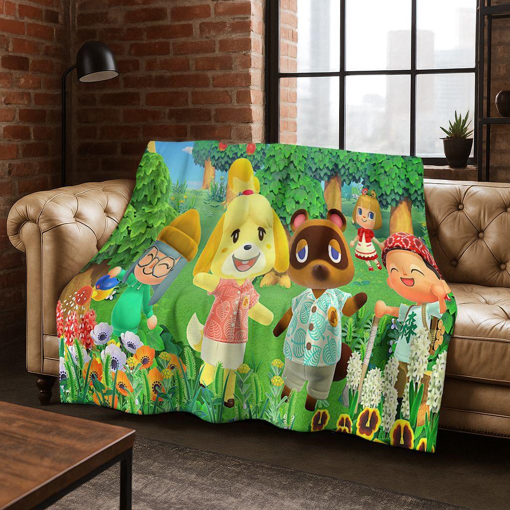 Мультяшное фланелевое одеяло Animal Crossing Wild World, Уютное мягкое плед-покрывало для дома, спальни, кровати, дивана, пикника, Подарок для детей