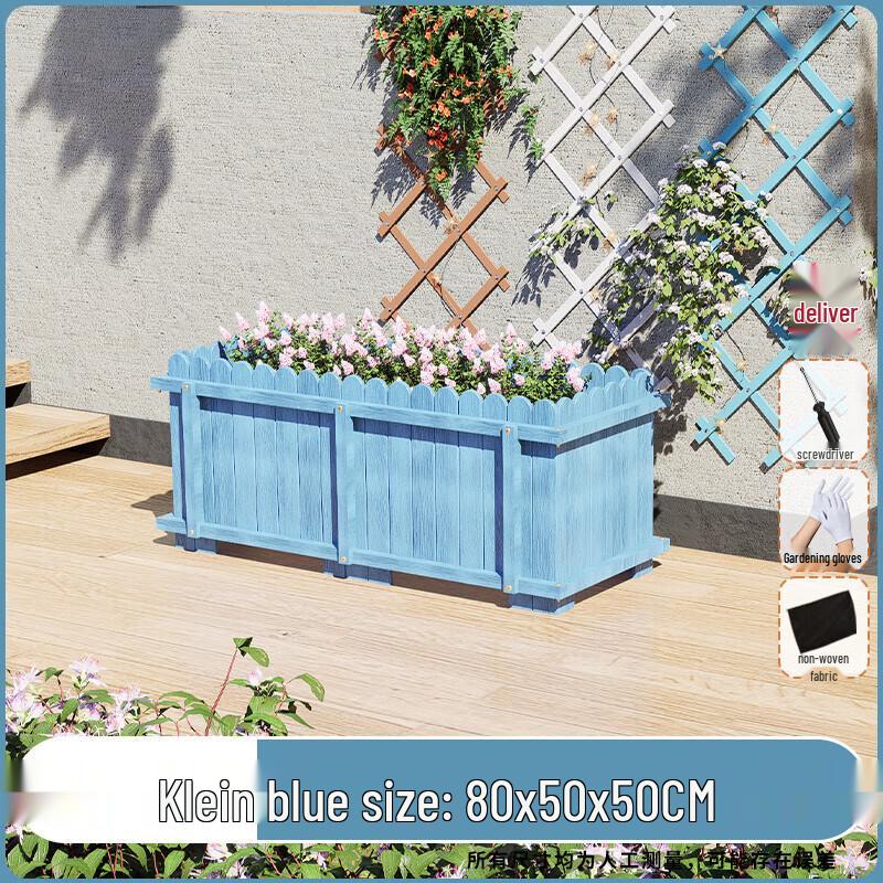 Outdoor Carbonized Solid Wood Planter Box