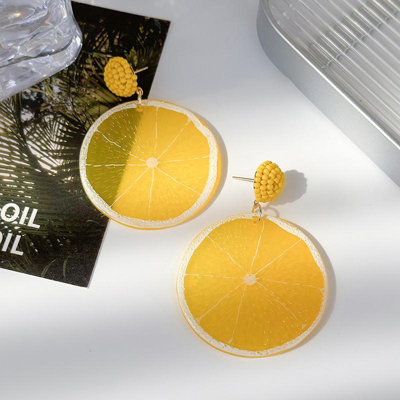 Акриловые Фрукты Лимон Питайя Клубника Большие Висячие Серьги Для Женщин Тенденция Роскошь Шарм Элегантные Особые Летние Украшения