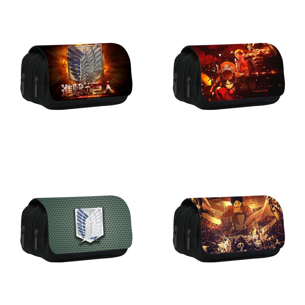 Атака Титанов Аниме Узор Двухслойная Обложка-Флип Сумка для Канцелярских Принадлежностей для Студентов и Коллекционеров