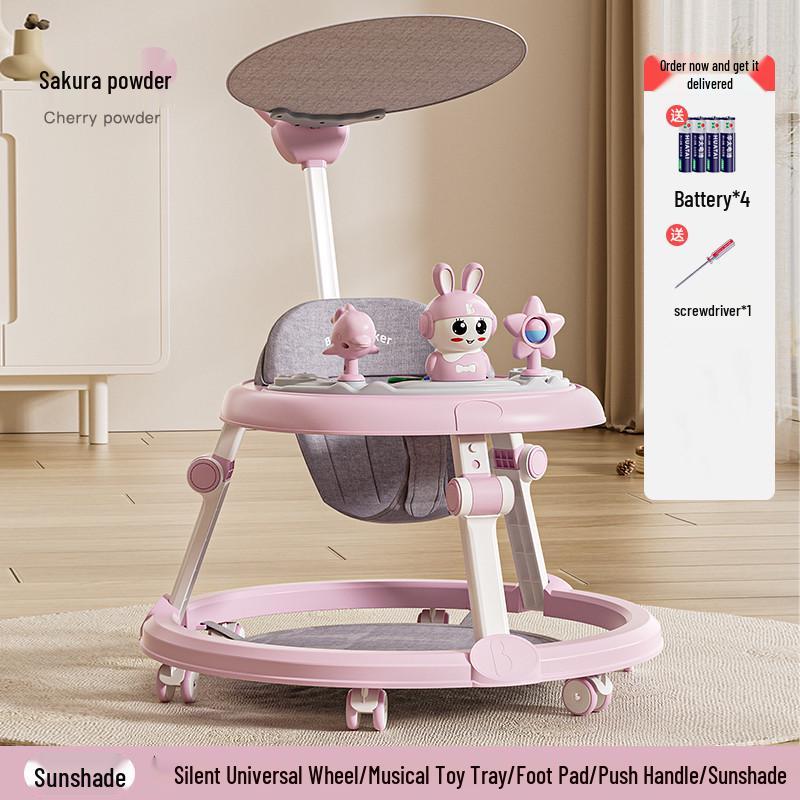 Многофункциональные детские ходунки с музыкой, легкие и складные для 6-18 месяцев, конструкция против опрокидывания