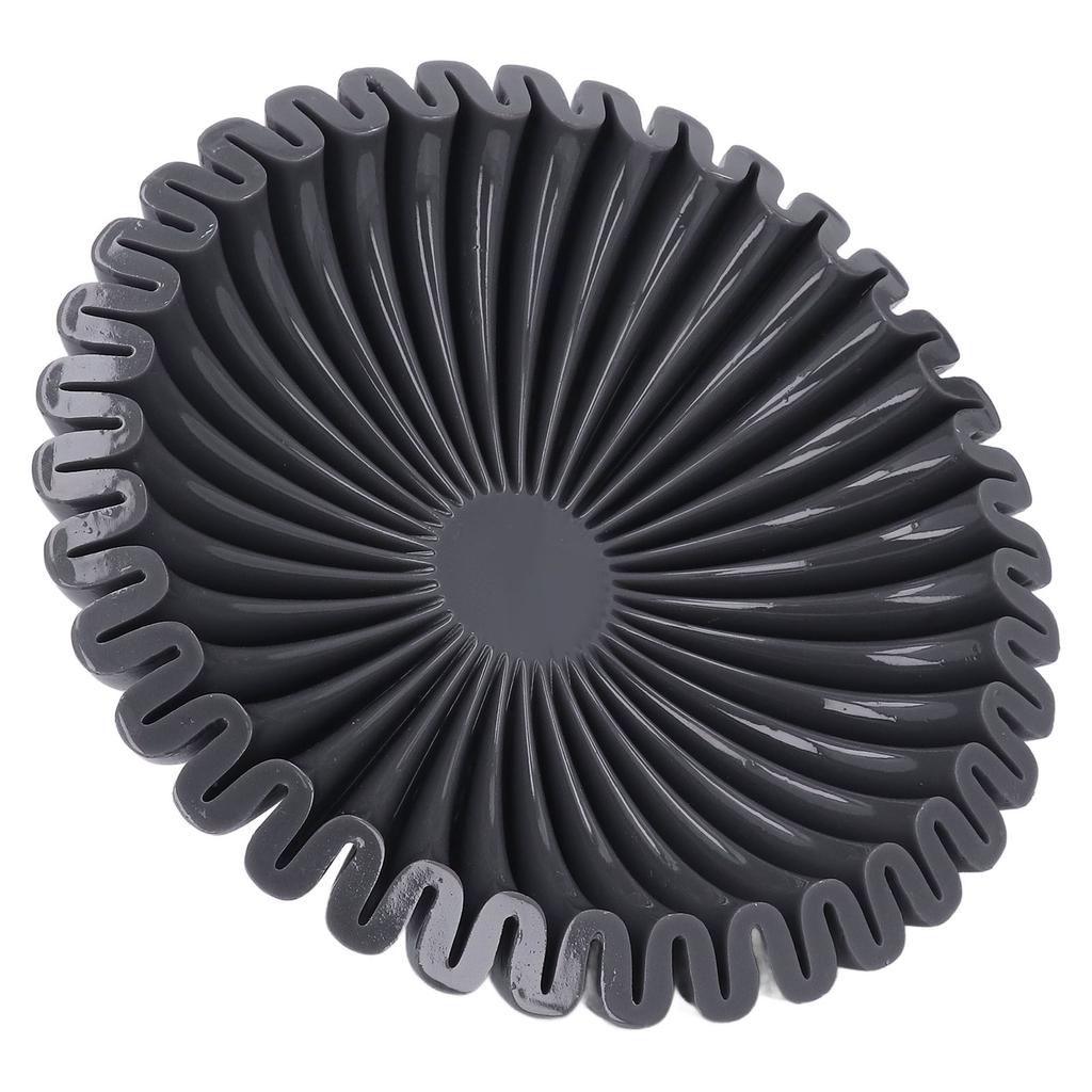 Black Bowl Resin Decorative Modern Grooved Fruit Bowl Centerpiece for Kitchen Counter Home Decor Gift