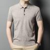 Мужская тонкая рубашка поло с лацканами, однотонная трикотажная футболка с короткими рукавами, высококачественный средний и тонкий свитер с короткими рукавами
