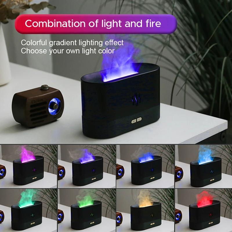 Portable Cool Mist Usb Led Change Color Room H2o Air Fire Flame Humidifier Essential Oil Diffuser Humidifier