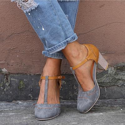 Женские сандалии с пряжкой в стиле пэчворк, модные римские сандалии с круглым носком, туфли на высоком каблуке, женские сандалии