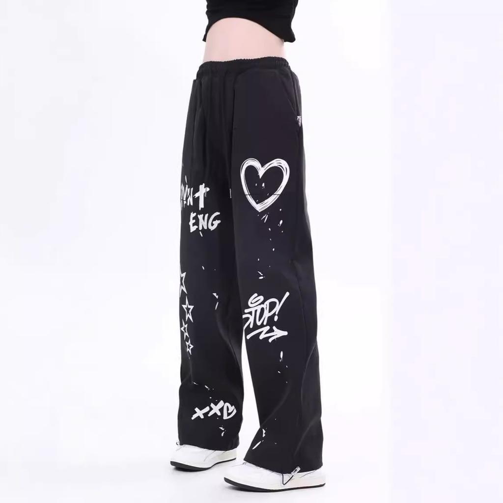 Летние повседневные однотонные прямые брюки для женщин, уличные, джаз, хип-хоп, широкие спортивные брюки