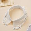 1pc Detachable False Collar - Embroidered Lace + Pearl Beading + Vintage Button Accents, All-Season Fashion Accessory for Tops/B