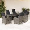 VidaXL Garden Bistro Set 7 Pcs Grey Cushions Poly Rattan, Garden Bistro Set, Balcony Set, 3276897