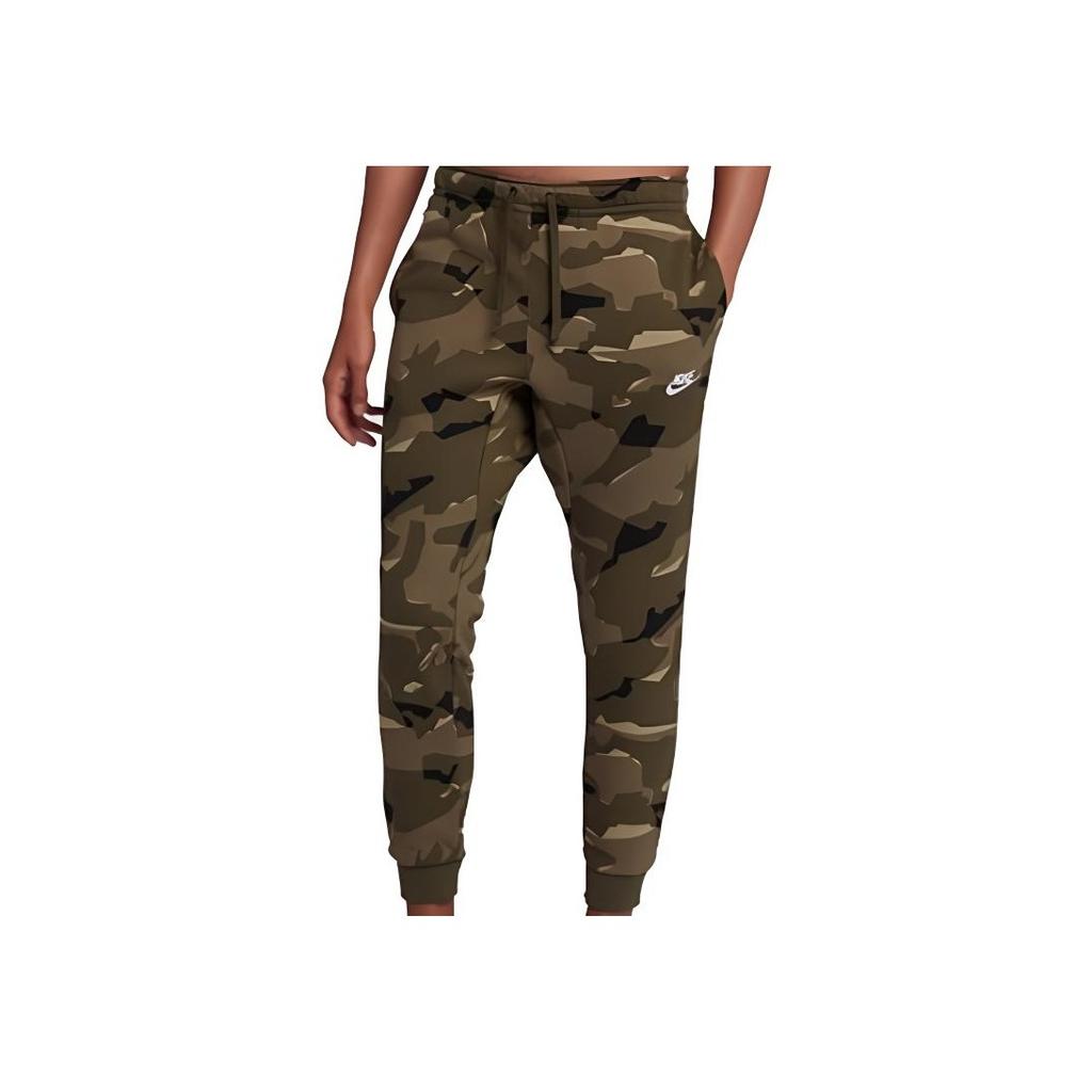 Nike Спортивные брюки мужские камуфляжные флисовые спортивные брюки армейско-зеленого цвета AJ2112-325