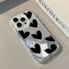 Черный Чехол-Сердечко Для iPhone 17 16 15 14 13 12 11 Pro Max 16e 17e XR X XS Max 7 8 Plus Зеркало для Макияжа Ударопрочный Мягкий Чехол