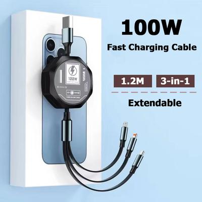 3 в 1 кабель для быстрой зарядки 100 Вт для Xiaomi iPhone Micro USB Type C кабель для зарядки шнур несколько USB C провод для зарядки