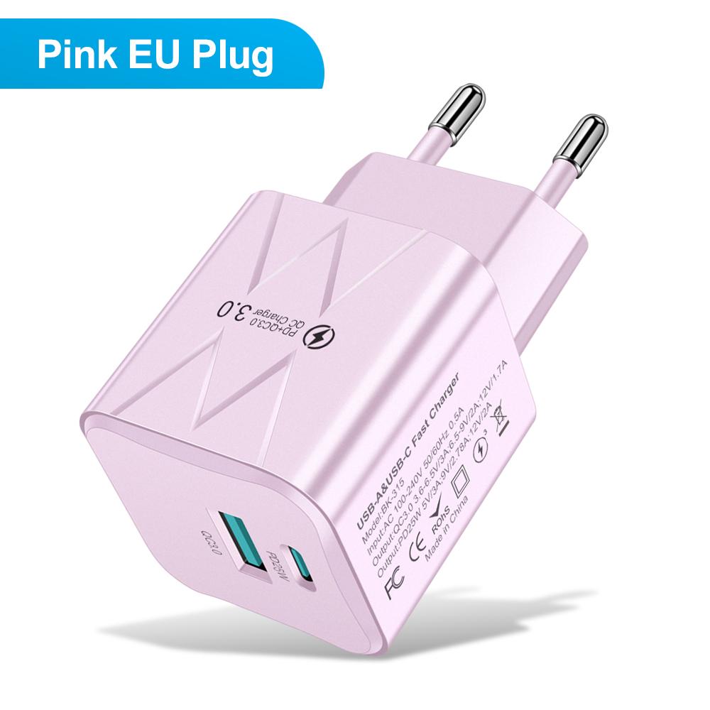 PD 25W USB C быстрое зарядное устройство для iPhone 15 Pro Max Xiaomi 14 Oneplus KR EU US Mini 2 порта дорожный штекер телефон быстрая зарядка адаптер