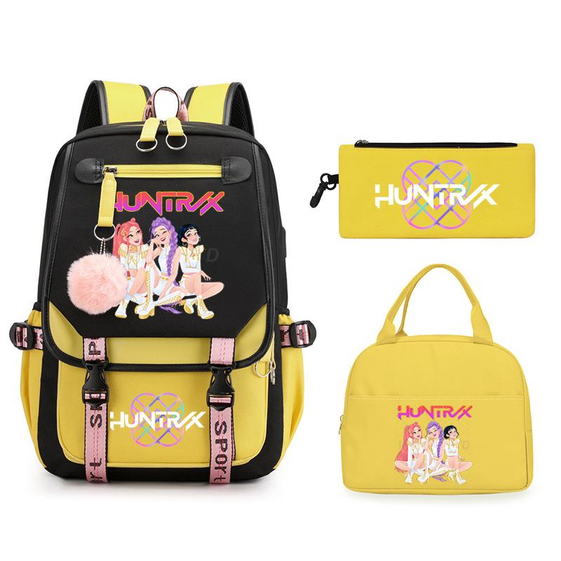 KPop Demon Hunters Rumi Anime Merchandise Backpack and Pencil Case Convenient Backpack for Couples for Business Trips and Travel
