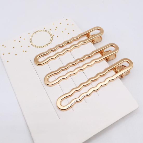 10Pcs Women Hairpins Non-fading Gloss Geometric Duck-bill Clips Anti-slip Non-falling Hollow Out Metal Openwork for Daily Wear