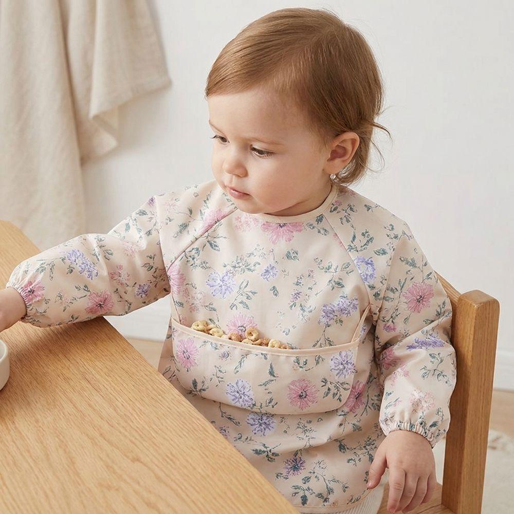 Adjustable Toddler Long Sleeve Apron Soft Baby Rice Pocket Smock Child Feeding Bib Meal Eating