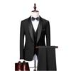 Черный новый стиль, деловые повседневные костюмы из 3 комплектов, костюмы для жениха, жениха, свадебный банкетный костюм, мужской костюм из 3 предметов