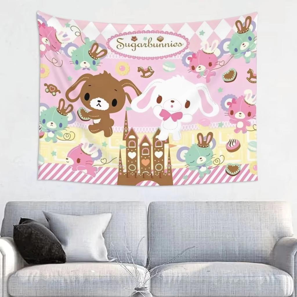 Sanrio Sugarbunnies Anime Printed Tapestry Hanging Wallpaper Kawaii Cartoon Decoration Background Backdrop Supplies Photo Props