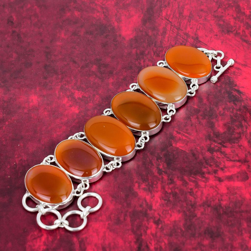 Carnelian Gemstone Bracelet Jewelry, 925 Solid Sterling Silver Bracelet, Handmade Jewelry ,Gemstone Bracelet, Adjustable Chain Jewelry Gift For Love