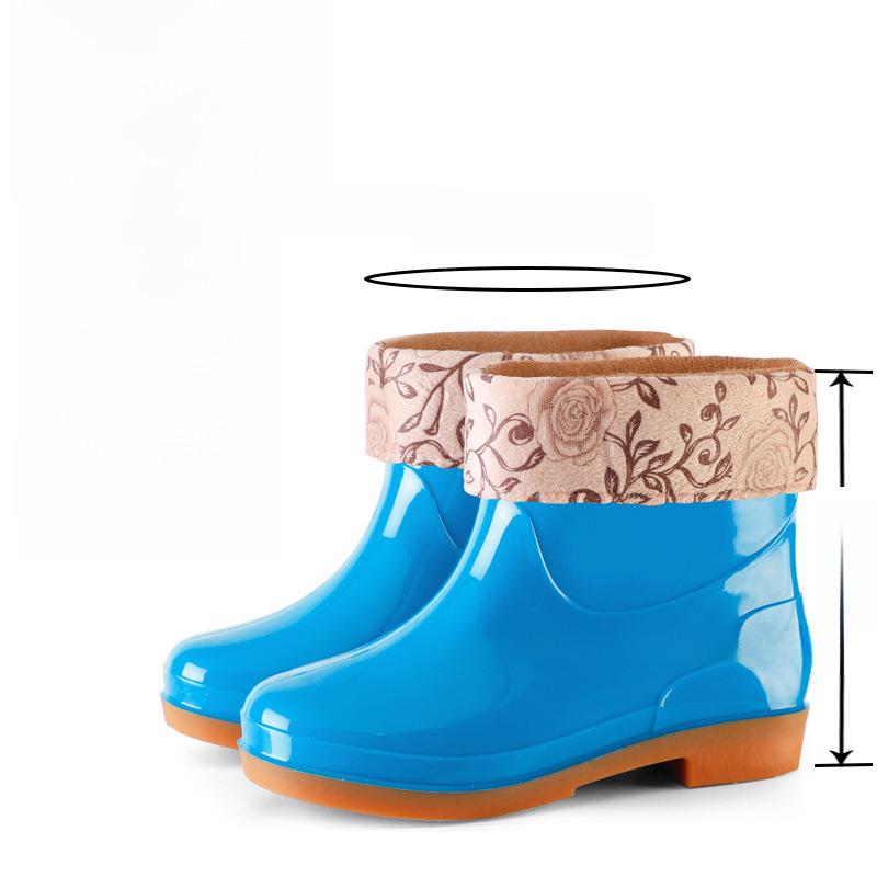 Женские нескользящие резиновые сапоги с двойным задником и низкой трубой — водонепроницаемые, модные, с теплой хлопковой подкладкой, идеально подходят для кухни и работы.