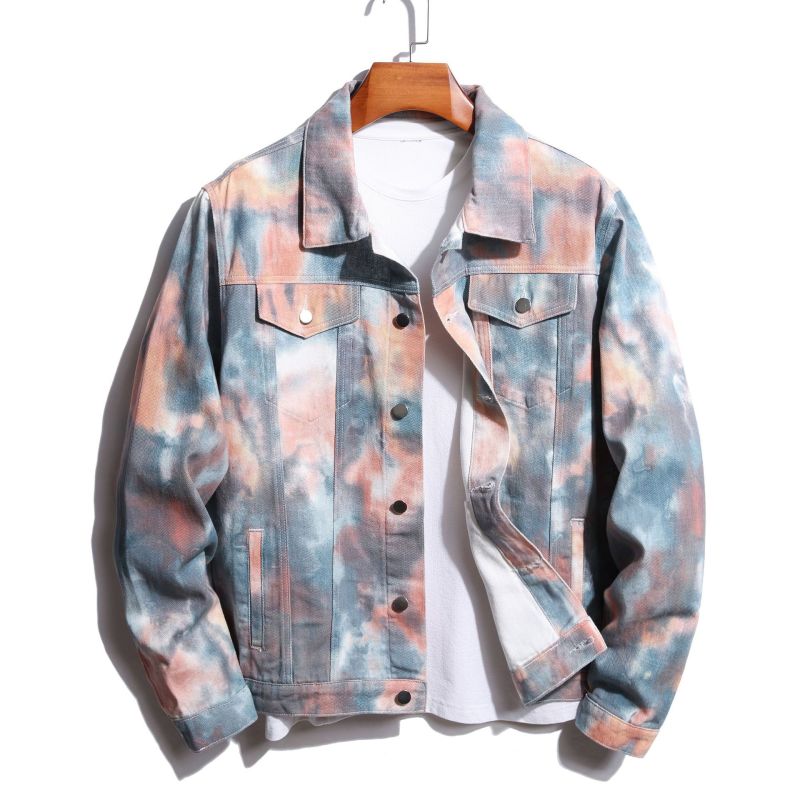 Мужская джинсовая куртка с принтом, осенне-зимняя куртка с разноцветным принтом, мужская одежда