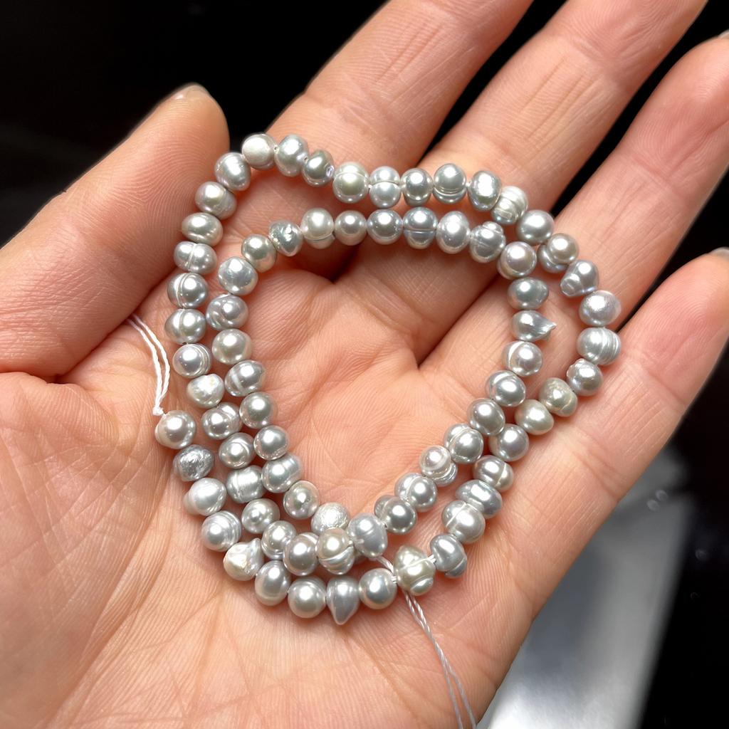 Подвеска своими руками, серая, прошитая жемчуговая жемчужина для изготовления ювелирных изделий, ожерелья, сережек, браслета, аксессуаров, длина 36 см