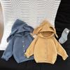 Super Cute Baby Cute Rabbit Ears Hooded Knitted Sweater Autumn New Baby Soft Waxy Hollow Sweater Korean Coat