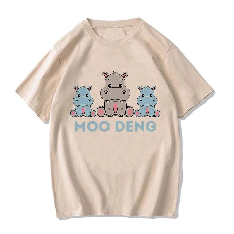 Kawaii Moo Deng Y2k T Shirt Funny Baby Hippo Tshirt Men Women Fashion Mange T-shirt Cartoon Harajuku Tee Tops Streetwear Clothes