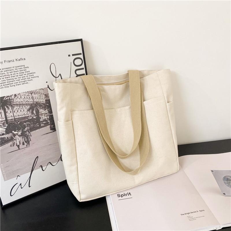Холщовая сумка-тоут большой вместимости, городская минималистичная сумка на плечо