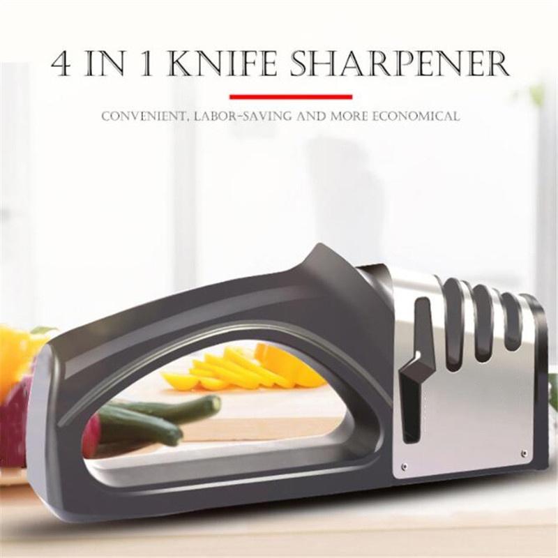 4 в 1 кухонный керамический нож, точилка для ножниц, 4 ступенчатая точилка, бытовой инструмент
