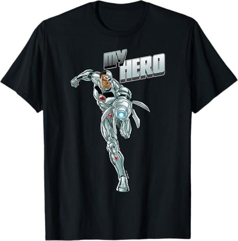 Comics Cyborg My Hero Portrait Black TShirt