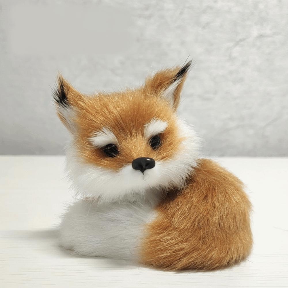 Figurine Plush Fox Doll Toy Mini Squatting Sitting Fox Model Plush Simulation Fox Birthday Gift