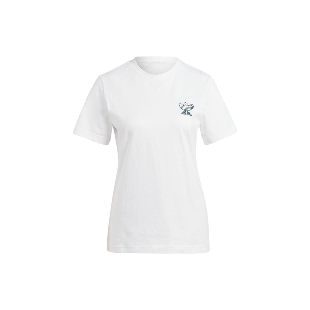 Adidas Футболка Originals Graphic Tee с принтом мультяшного логотипа, спортивная футболка с коротким рукавом, женские топы, белые IN4128