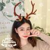 Bowknot Antlers Headband Plush Ball Elk Hair Hoop Deer Horn Hair Band  Festival Decoration