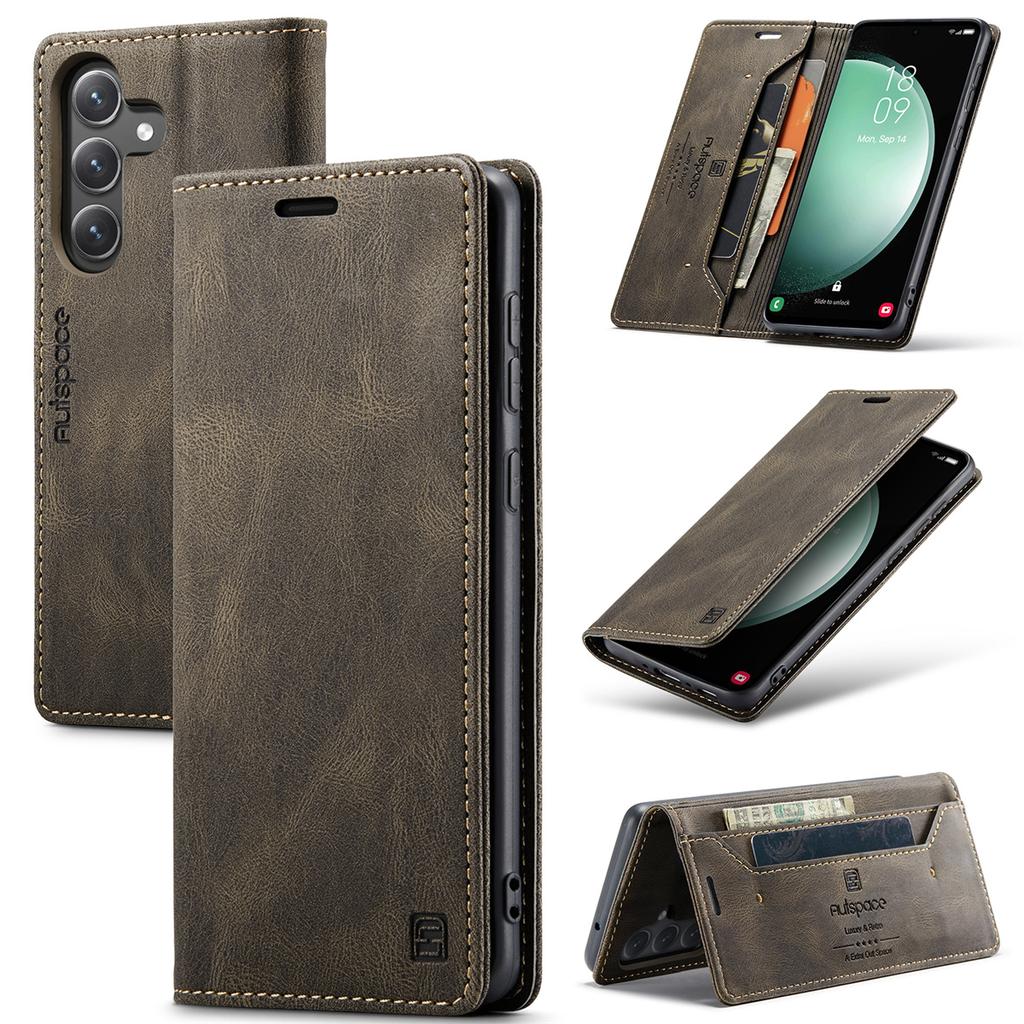 Premium Vintage Leather Wallet Case for Samsung Galaxy S25 - Flip Cover with Card Slots, Shockproof Retro Style (4 Colors)
