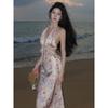 Design Hollow Waist Sexy Fashion Halter Neck Dress Women's Summer Seaside Vacation Dress