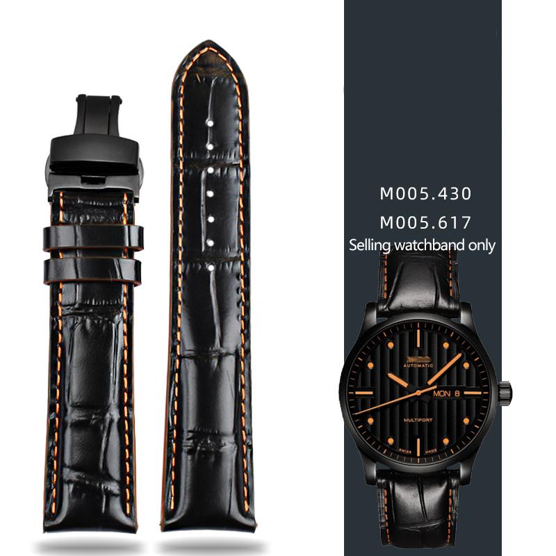 Кожаный ремешок для Mido Helmsman m005 Оранжевый Руль m005614 m005430A Мужская часовая цепочка с браслетом-бабочкой 22 мм 23 мм