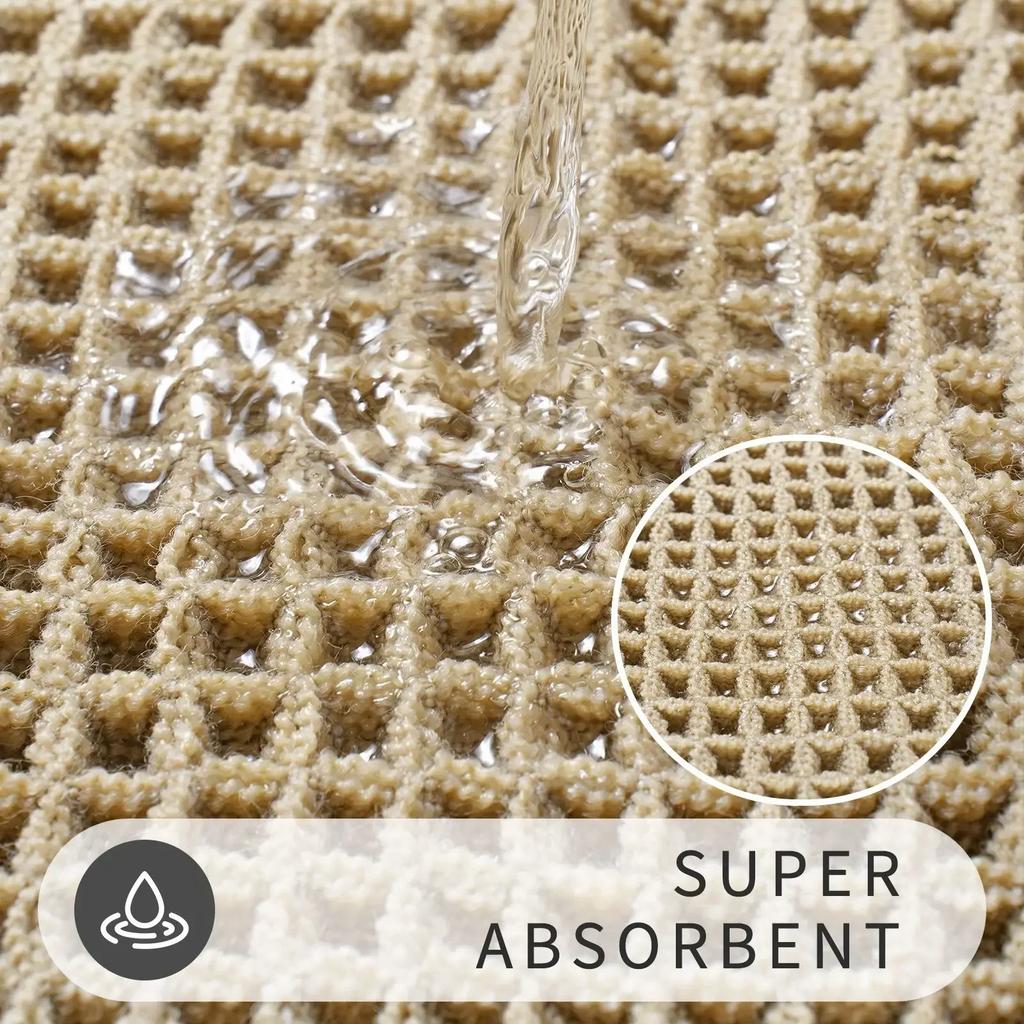 Вафельный коврик для ванной из полиэстера и хлопка, коврик для двери ванной комнаты, противоскользящие коврики для ног, водопоглощающее, быстросохнущее напольное полотенце, противоскользящий коврик