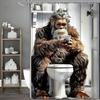 Funny Orangutan Toilet Reading Shower Curtain, Bathroom Decorative Shower Curtain, Waterproof Shower Curtain with Hooks
