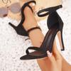 Мода 2024 года, новые летние сексуальные черные босоножки на шпильках, туфли на высоком каблуке большого размера с открытым носком и кроссовками