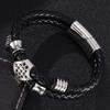 Мужской многослойный плетеный кожаный браслет с подвеской из нержавеющей стали, браслеты в стиле панк